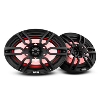 HYDRO 6X9" 2-Way Marine Speakers with Integrated RGB LED Lights, 375 Watts, Black