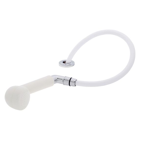 Deck-Mount Sprayer Large Warm White Sprayer No Hook, w/Elbow, 10' White Rubber Hose, Low Profile Holder image number 1