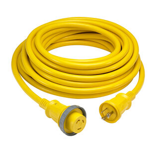 Hubbell Marine Cable, 30A 125V, 25ft, Yellow, with LEDs