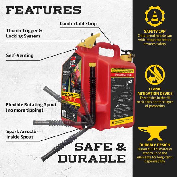 5 Gallon Spill Free Type II Safety Can for Gasoline image number 5