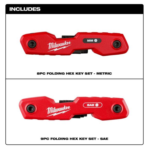 2 Piece 17-Key SAE/Metric Folding Hex Key Sets image number 1