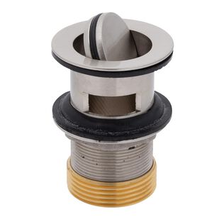 1-1/2" Drain, Flip Drain with Overflow, Straight, 1-1/4"-M Thread Adapter Brushed Nickel