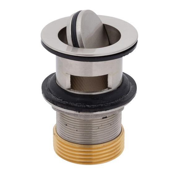 1-1/2" Drain, Flip Drain with Overflow, Straight, 1-1/4"-M Thread Adapter Brushed Nickel image number 0