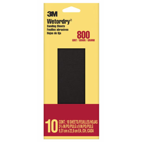 3M Imperial Wetordry Sandpaper 800 grit 5922-18-CC, 3-2/3" x 9" (9.31 cm x 22.8 cm), 10/Pack image number 0