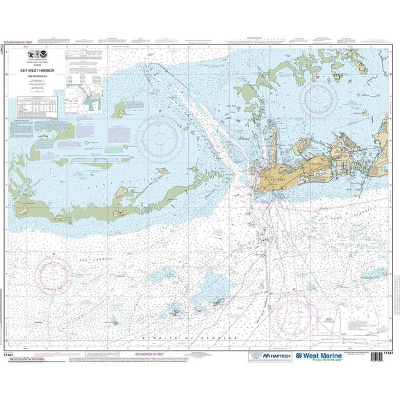 Maptech&reg; NOAA Recreational Waterproof Chart-Key West Harbor and Approaches, 11441 image number 0