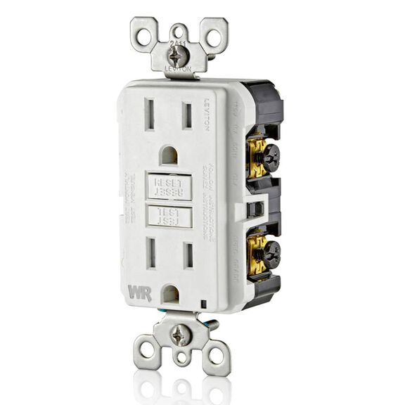 15 Amp 125 Volt Receptacle/Outlet, 20 Amp Feed-Through, Self-test SmartlockPro Slim Weather & Tamper-Resistant GFCI image number 1