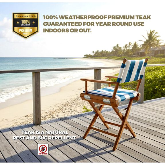Premium Grade Teak Newport Folding Director's Chair with Cabana Regatta Sunbrella&reg; Fabric Seat Cushions image number 2