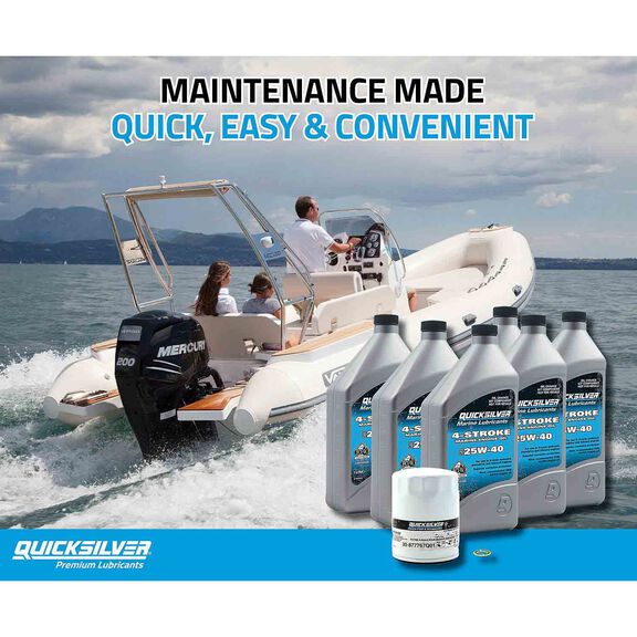 25W-40 Oil Change Kit for 150hp through 200hp 4-stroke Mercury L4 Verado Outboards image number 1