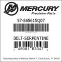 Quicksilver Serpentine Belt 57-865615Q07 image number 1