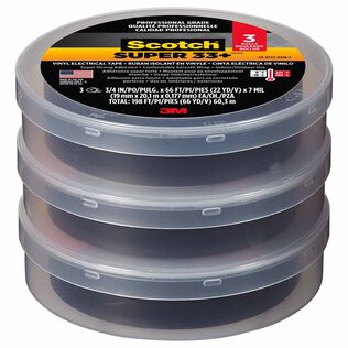 Scotch&reg; Super 33+ Vinyl Electrical Tape, 3/4" x 66', Black, 3-Pack