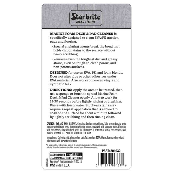 Marine Foam Deck+Pad Cleaner &ndash; Safe for EVA & PE, 32oz. image number 1