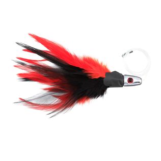 No Alibi,Trolling Feather Rigged & Ready, Black/Red Skirt, 1 oz, 7/0 Mustad Hook, AFW Swivel, 100 lb Grand Slam Mono Line, 6 ft