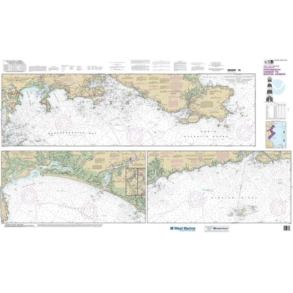 Maptech&reg; NOAA Recreational Waterproof Chart-Portsmouth Harbor to Boston Harbor; Merrimack River Extension, 13274 image number 0