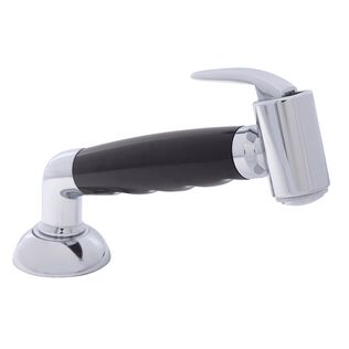 Deck-Mount Sprayer Hammer-Head Black Sprayer w/Elbow, 6' Black Rubber Hose, Elite Holder