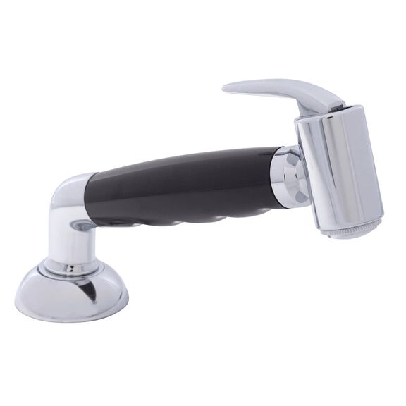 Deck-Mount Sprayer Hammer-Head Black Sprayer w/Elbow, 6' Black Rubber Hose, Elite Holder image number 0