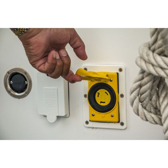 Hubbell Marine Trolling Motor Locking Receptacle, 24-32 VDC, Yellow image number 1