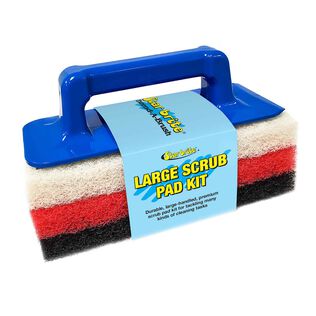 Large Multi-Texture Scrub Pad Kit with Interchangeable Handle, Includes Fine, Medium, Coarse 10" x 4.5" Pads