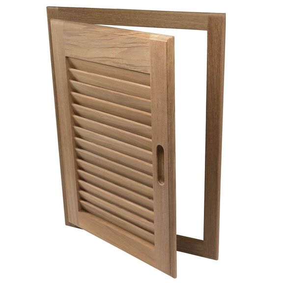 Right Hand Teak Louvered Door & Frame, 15" x 20" image number 0