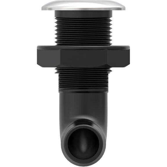 SEAFLO 1-1/8 in Angled Thru Hull Fitting with Built-In Check Valve Stainless Steel Cap image number 2
