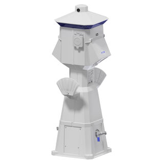 44" Lighthouse Power Pedestal, (2) 50 Amp 125/250V Shore Power Receptacles, (2) 30A 125V Shore Power Receptacles, (1) 20A 125V GFCI Protected Duplex Receptacle