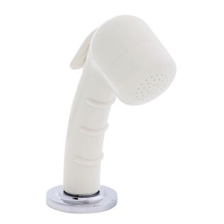 Deck-Mount Sprayer Small Warm White Sprayer No Hook, 6' Stainless Steel Hose, Low Profile Holder