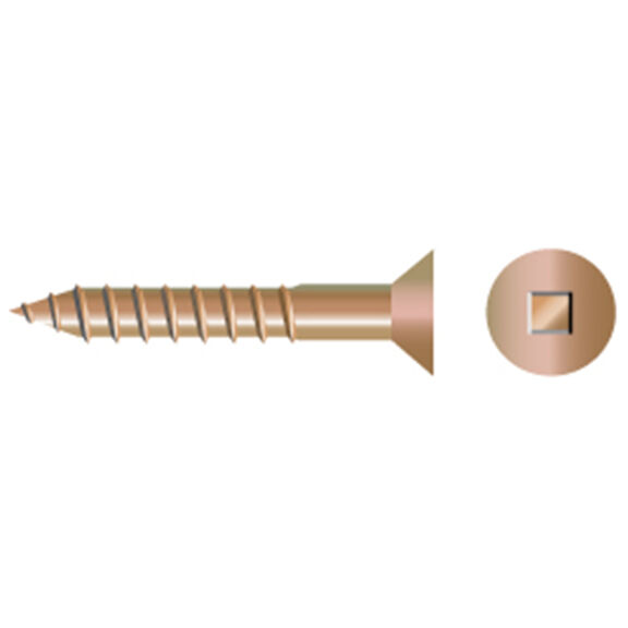 Silicon Bronze Square Drive Flat-Head Wood Screws image number 0
