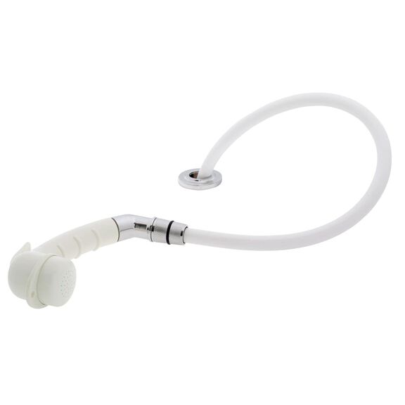 Deck-Mount Sprayer Small Warm White Sprayer w/Elbow, 6' White Rubber Hose, Ultra-Low Profile Holder image number 1