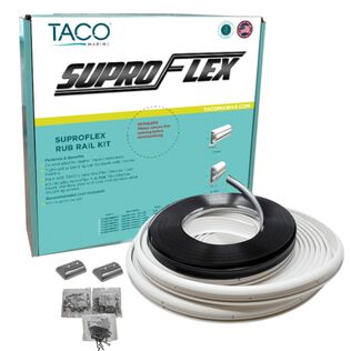 Semi-Rigid SuproFlex Rub Rail Kit with Flexible Vinyl Overlay Insert, 1 5/8" x 7/8" x 60', White
