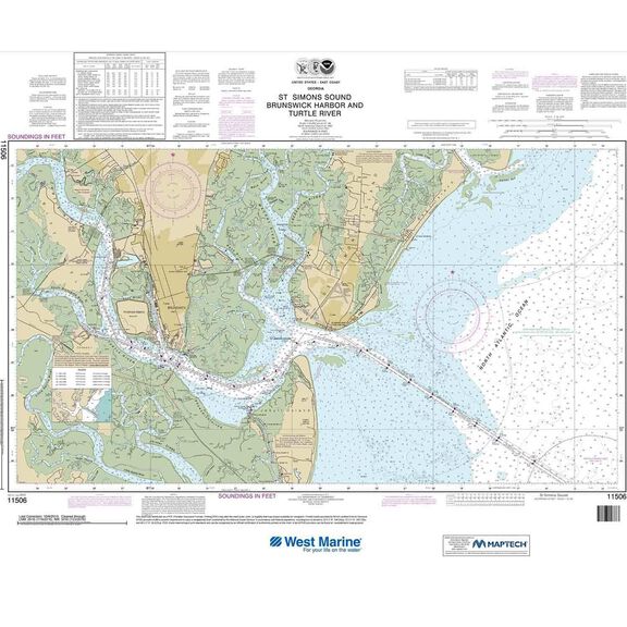 Maptech&reg; NOAA Recreational Waterproof Chart-St. Simons Sound, Brunswick Harbor and Turtle River, 11506 image number 0