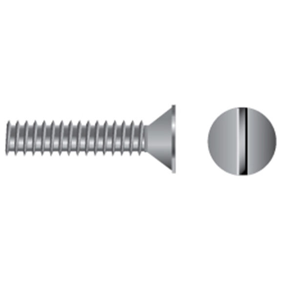 10-24 X 4" Stainless Steel Slotted Flat Head Coarse Thread Machine Screws, 25-Pack image number 0