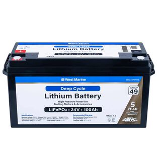 Group 49 Lithium Iron Phosphate Deep Cycle Battery, 24V 100Ah, ABYC Certified
