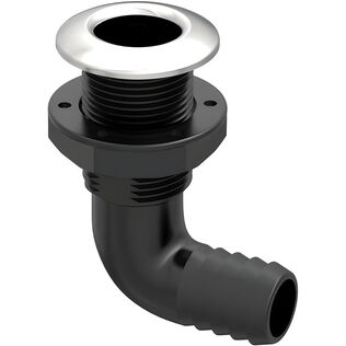 SEAFLO 1-1/4 in Angled Thru Hull Fitting with Built-In Check Valve Stainless Steel Cap