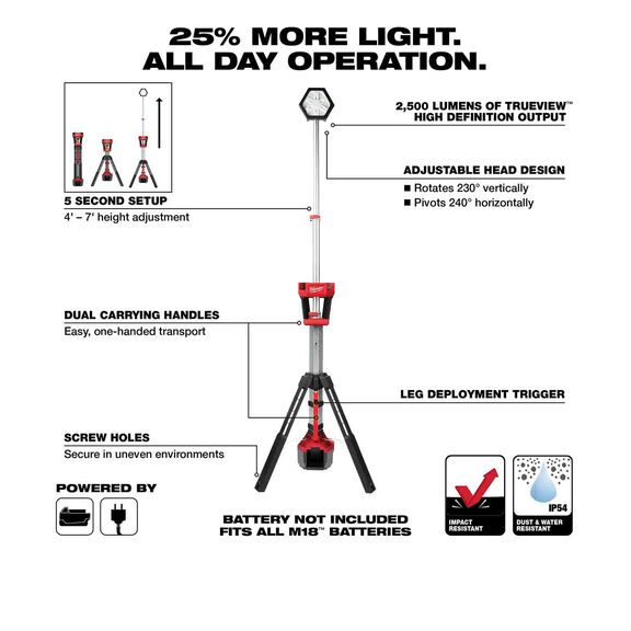M18&trade; ROCKET&trade; Dual Power Tower Light image number 1