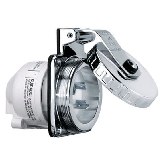 Hubbell Marine Hull Inlet , 16a 230V, Stainless Steel image number 1