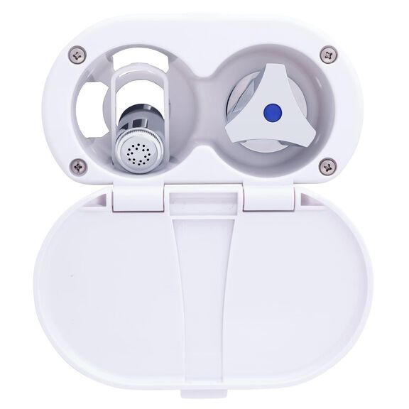 Trinidad Transom Shower Cold Only, Arctic White Cup & Lid, Hammer-Head Arctic White Sprayer, 10' White Rubber Hose, Chrome Trinidad Handle image number 4
