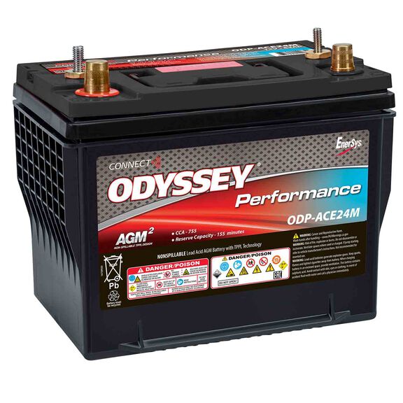 Odyssey Performance Group 24 Dual Purpose Marine AGM Battery with Bluetooth CONNECT Monitoring System, 755 Cold Cranking Amps, 155 Reserve Minutes image number 0