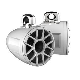 REV 12 HD White 12" Marine Tower Speakers with XZ-W Grille & RGB LED Rings (Pair)