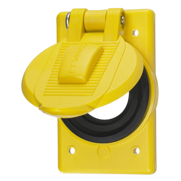 Wallplates and Boxes, Weatherproof Covers, 1-Gang, 1) 1.60" Opening, Standard Size, Yellow Polycarbonate image number 0