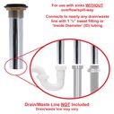 1-1/2" Drain, Flip Drain no Overflow, Straight, 1-1/4" Sweat Chrome image number 5