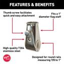 Rail-Mount Flag Pole Socket for 7/8" - 1/2" Rails image number 2
