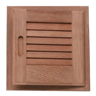 15" x 15" Teak Louvered Door & Frame, Left Hand Opening