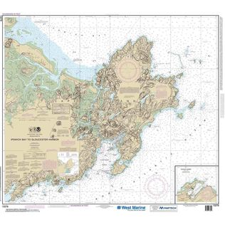 Maptech&reg; NOAA Recreational Waterproof Chart-Ipswich Bay to Gloucester Harbor; Rockport Harbor, 13279