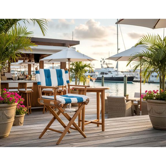 Premium Grade Teak Newport Folding Director's Chair with Cabana Regatta Sunbrella&reg; Fabric Seat Cushions image number 3