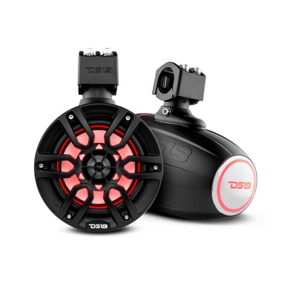 HYDRO 6.5" Marine Tower Speakers with Integrated RGB LED Lights, 300 Watts, Black image number 0