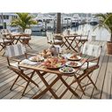 Premium Grade Teak Newport Folding Director's Chair with Solana Seagull Sunbrella&reg; Fabric Seat Cushions image number 7