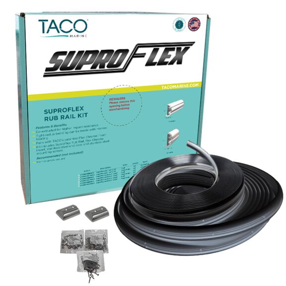 Semi-Rigid SuproFlex Rub Rail Kit with Flexible Vinyl Overlay Insert, 2" x 1 1/4" x 80', White image number 0