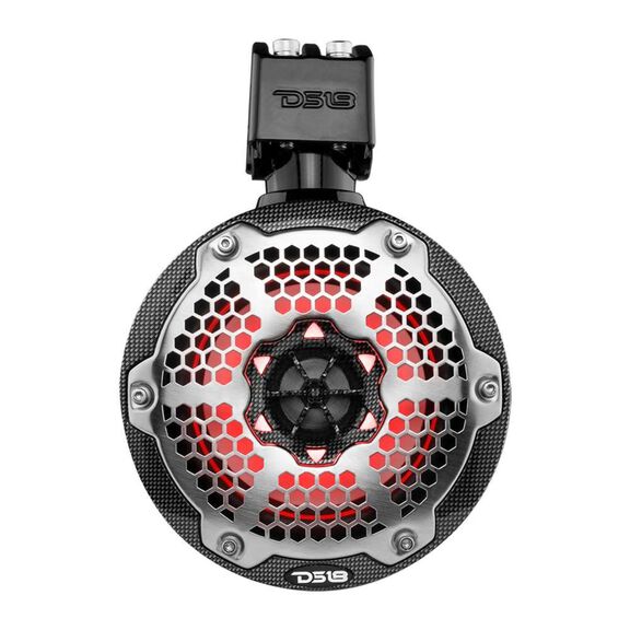 HYDRO 6.5" Marine Tower Speakers with Integrated RGB LED Lights, 350 Watts, Black Carbon Fiber image number 1