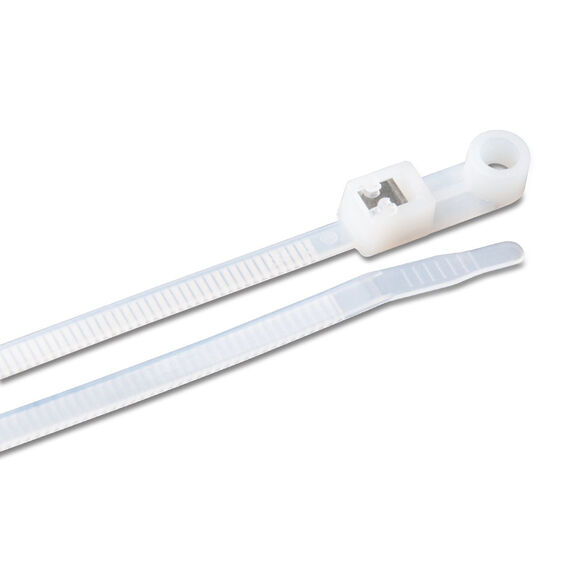 11" White Mounting Self-Cutting Cable Ties, 20-Pack image number 0