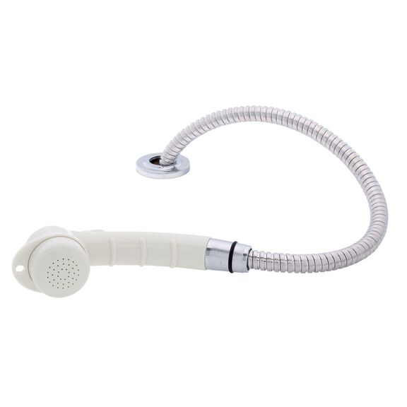 Deck-Mount Sprayer Small Warm White Sprayer, 6' Stainless Steel Hose, Low Profile Holder image number 1