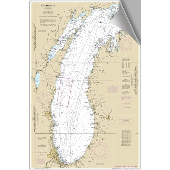 Lake Michigan Decorative Nautical Chart image number 0